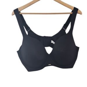 Cacique Black Lightly Lined Balconette Bra Sz 42DDD Sexy Supportive Plus Size